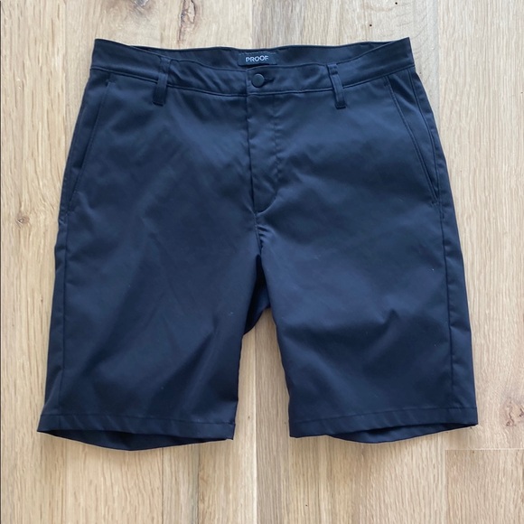 PROOF by Huckberry Men's Classic Black Flat Front Shorts - Picture 1 of 4